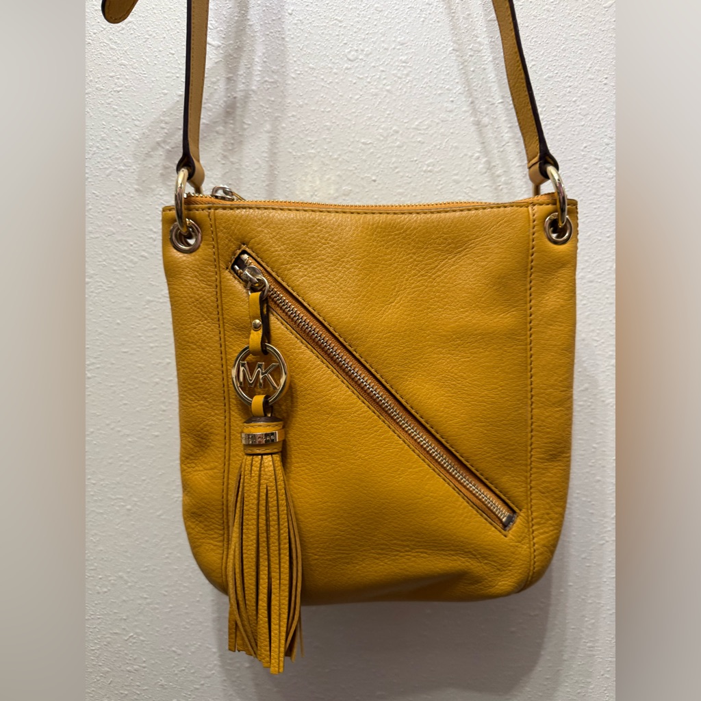 Michael Kors Mustard Crossbody Bag With Tassel